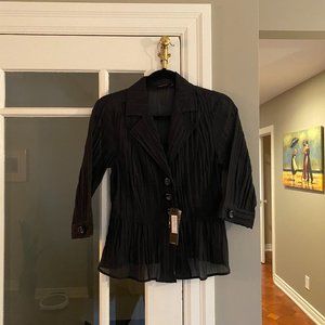 NWT Lilibleu Sheer Black Blouse